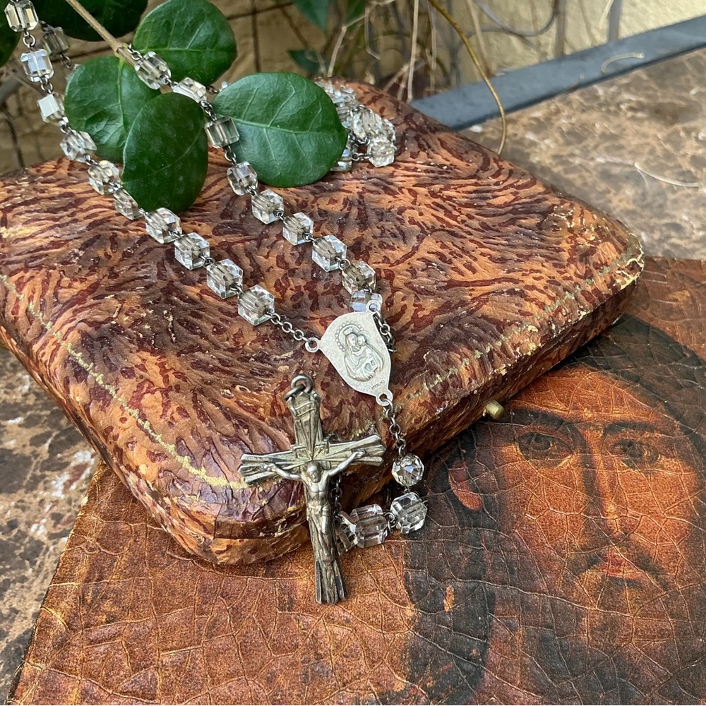 Exceptionally Beauteous! Vintage Catamore 925 Quartz Crystal Rosary 56.7g 30”